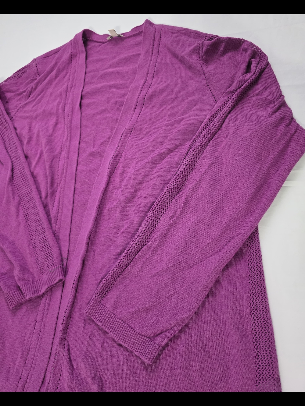 Talbots Women's XL Regular Solid Purple Knit Open Front Long Sleeve Cardigan - Picture 5 of 14